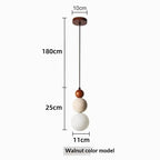 Cream Style Travertine and Wood Ball Pendant Light with Opal Globe