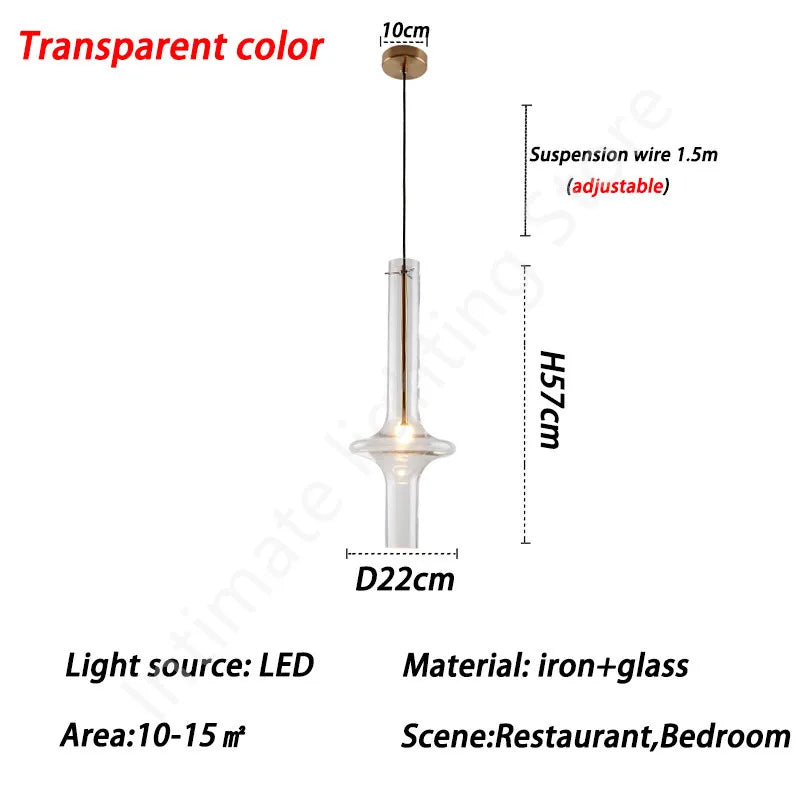 Lámpara colgante de tubo de cristal nórdico, diseño minimalista