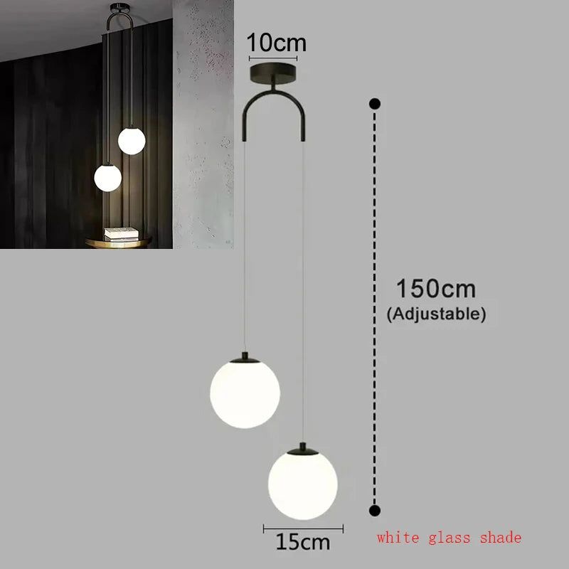 Bedroom Bedside Hanging Pendant Lamp Glass ball LED Chandelier Lighting Ceiling Modern Interior Home Decor Lights Dining Kitchen
