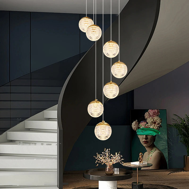 Modern Crystal Glass Pendant Light for Staircase