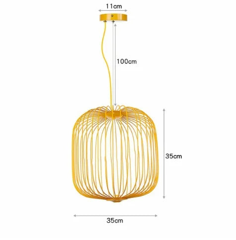 Italian Spokes Wire Cage Pendant Light in Gold for Staircase and Lobby