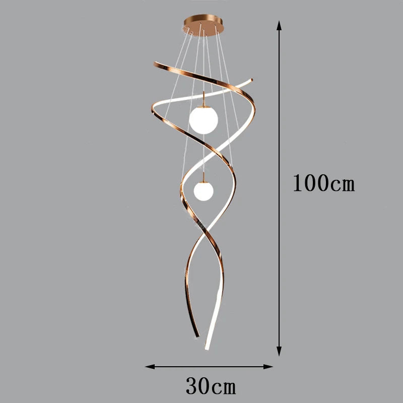 Modern LED Pendant Light with Twisted Metal Arms