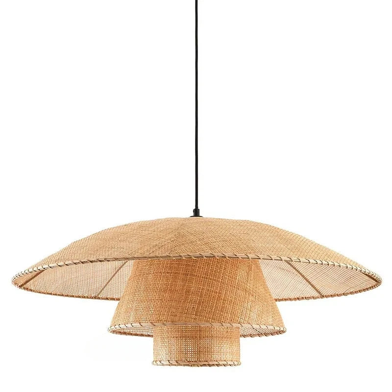 Vintage Rattan Pendant Lamp Handmade Suspension