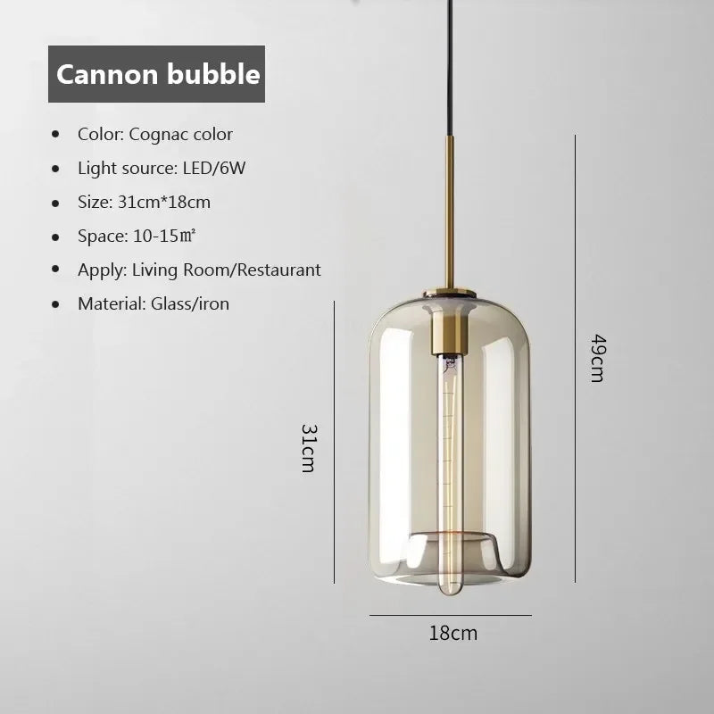 Lámpara colgante de cristal nórdica para comedor