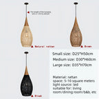 Wabi Sabi Rattan and Wood Pendant Light Hand Woven for Kitchen Island