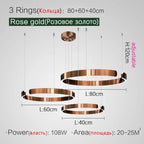 Nordic Copper Ring Pendant Light for Dining Room