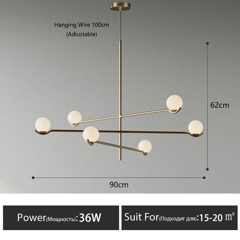 Minimalist Iron Glass Pendant Light for Living Room