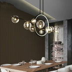 Nordic Glass Pendant Light with Iron Frame