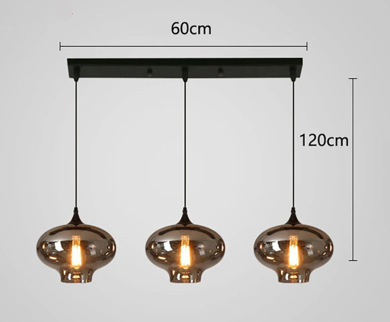 Lámpara colgante de cristal ahumado nórdico para comedor