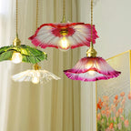 Vintage Flower Glass Pendant Light Collection with Brass Fitting for Bedroom