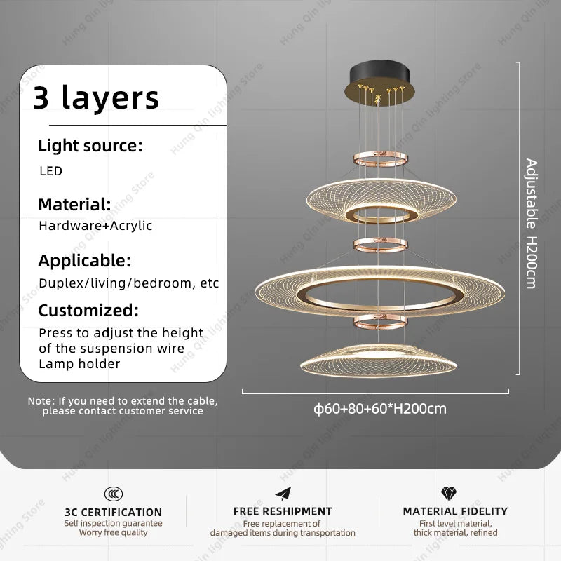 Nordic Aluminum LED Pendant Light for Living Room