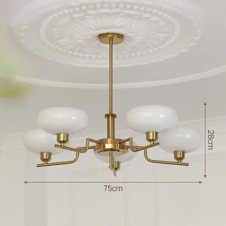 Retro Glass Ball Pendant Light Iron Chandelier