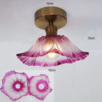 Vintage Flower Glass Pendant Light Collection with Brass Fitting for Bedroom