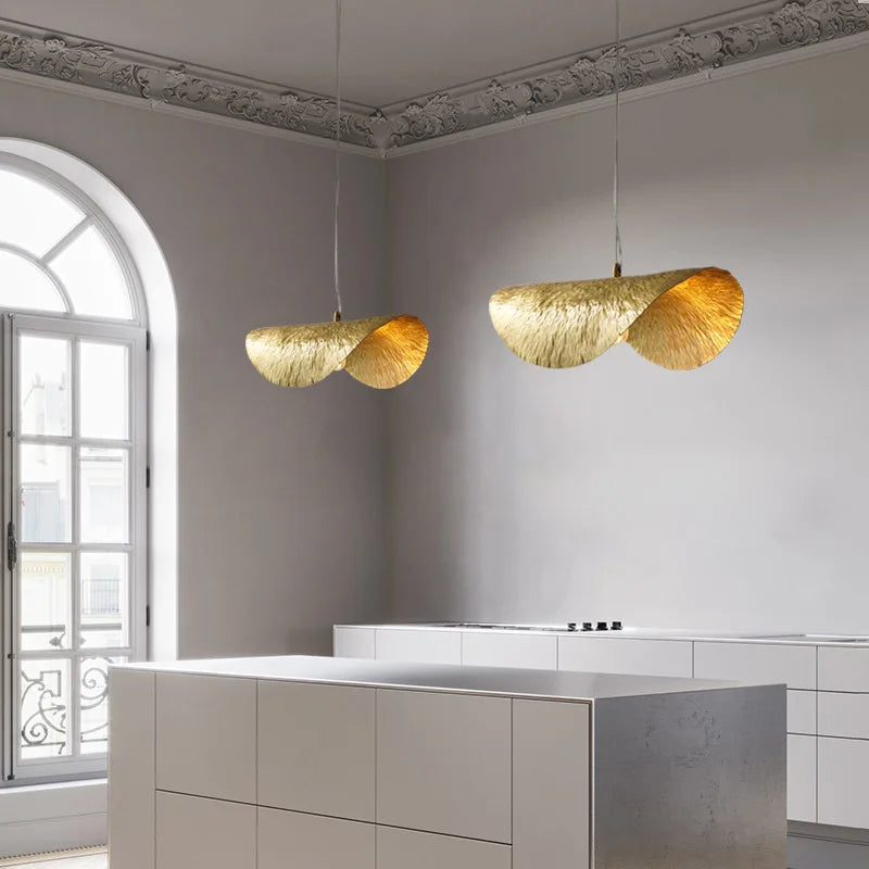 Nordic Brass Pendant Light Lotus Leaf Design