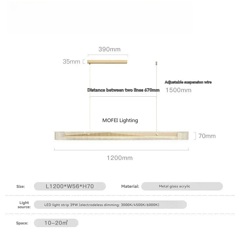 Minimalist Linear Pendant Light with Metal Finish