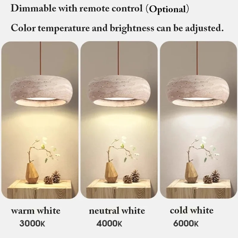 Minimalist Travertine Pendant Light for Dining Room