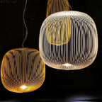 Italian Spokes Wire Cage Pendant Light in Gold for Staircase and Lobby