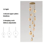Luxury Alabaster Marble Disc Chandelier for Staircase and Lobby