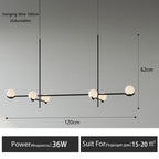 Lámpara colgante minimalista de hierro y cristal para sala de estar