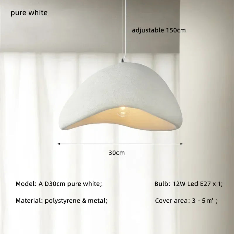Wabi Sabi White Resin Dome Pendant Light for Living Room and Dining Room