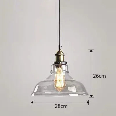 Industrial Clear Glass Pendant Light with Antique Brass Fitting for Bar