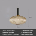 Vintage Striped Glass Pendant Light in Green Gray and Amber for Kitchen Island