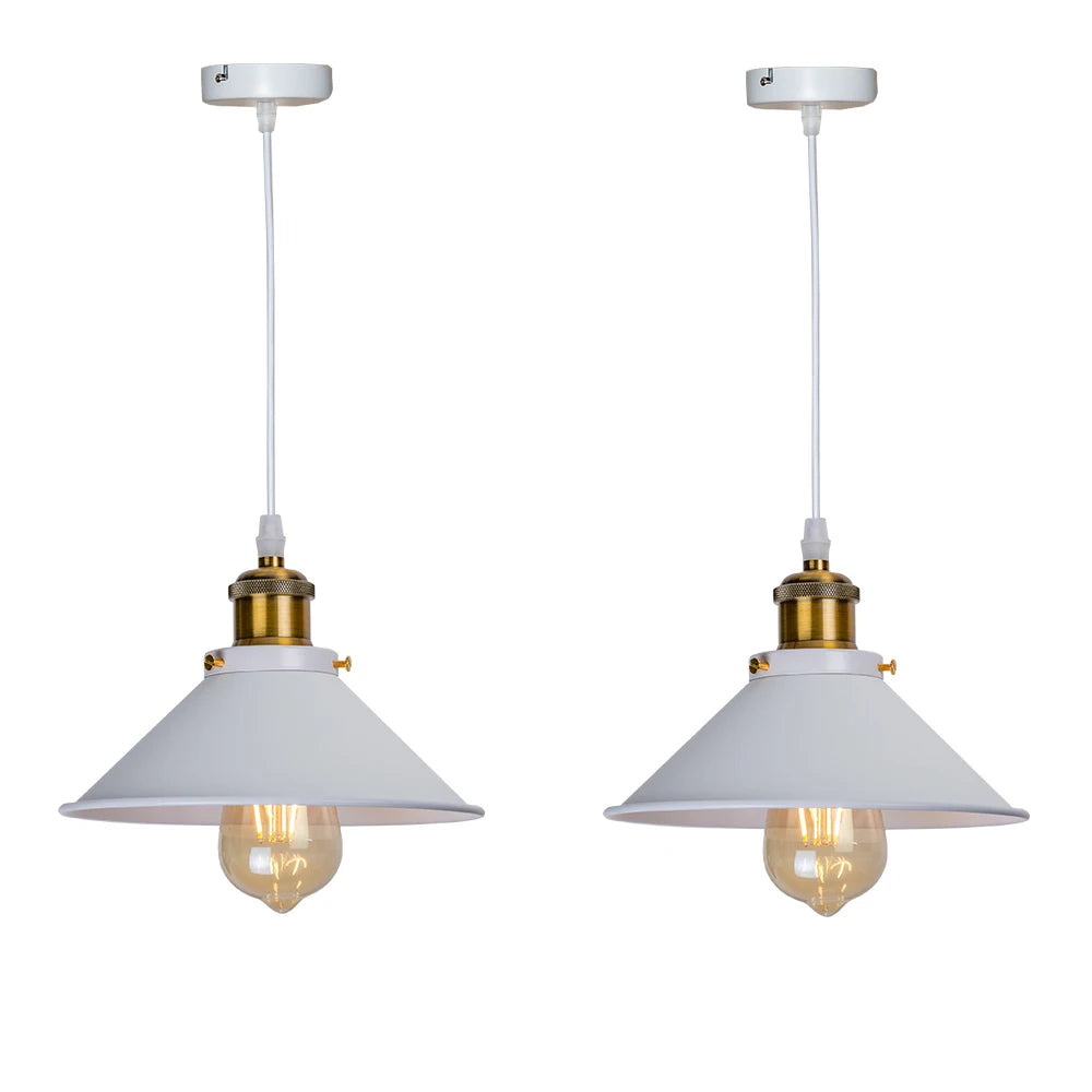 Retro Industrial Black Cone Pendant Light with Brass Fitting for Kitchen