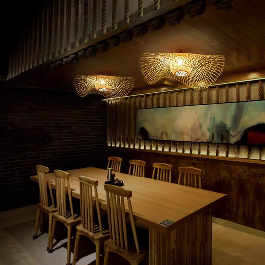Bohemian Bamboo Pendant Light for Dining Room