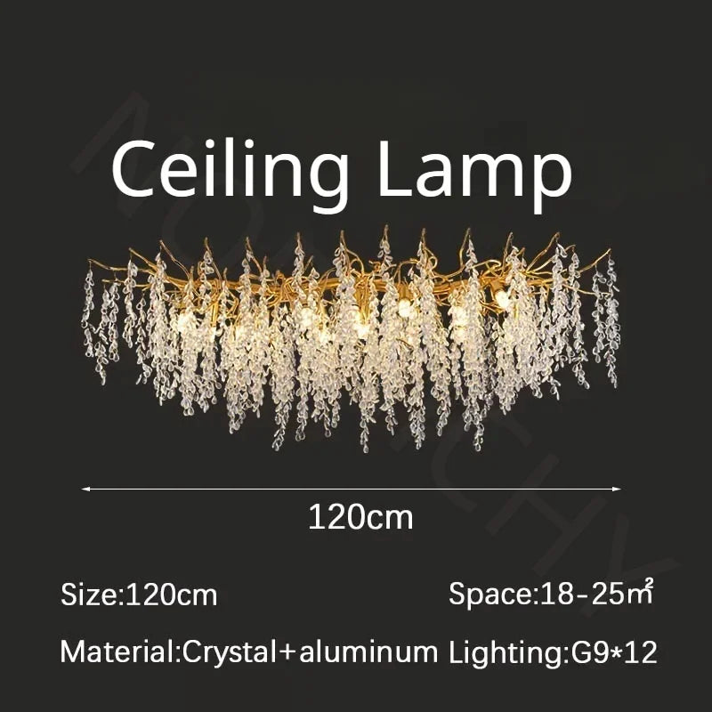 Branch-Shaped Modern Crystal LED Chandelier Pendant Light