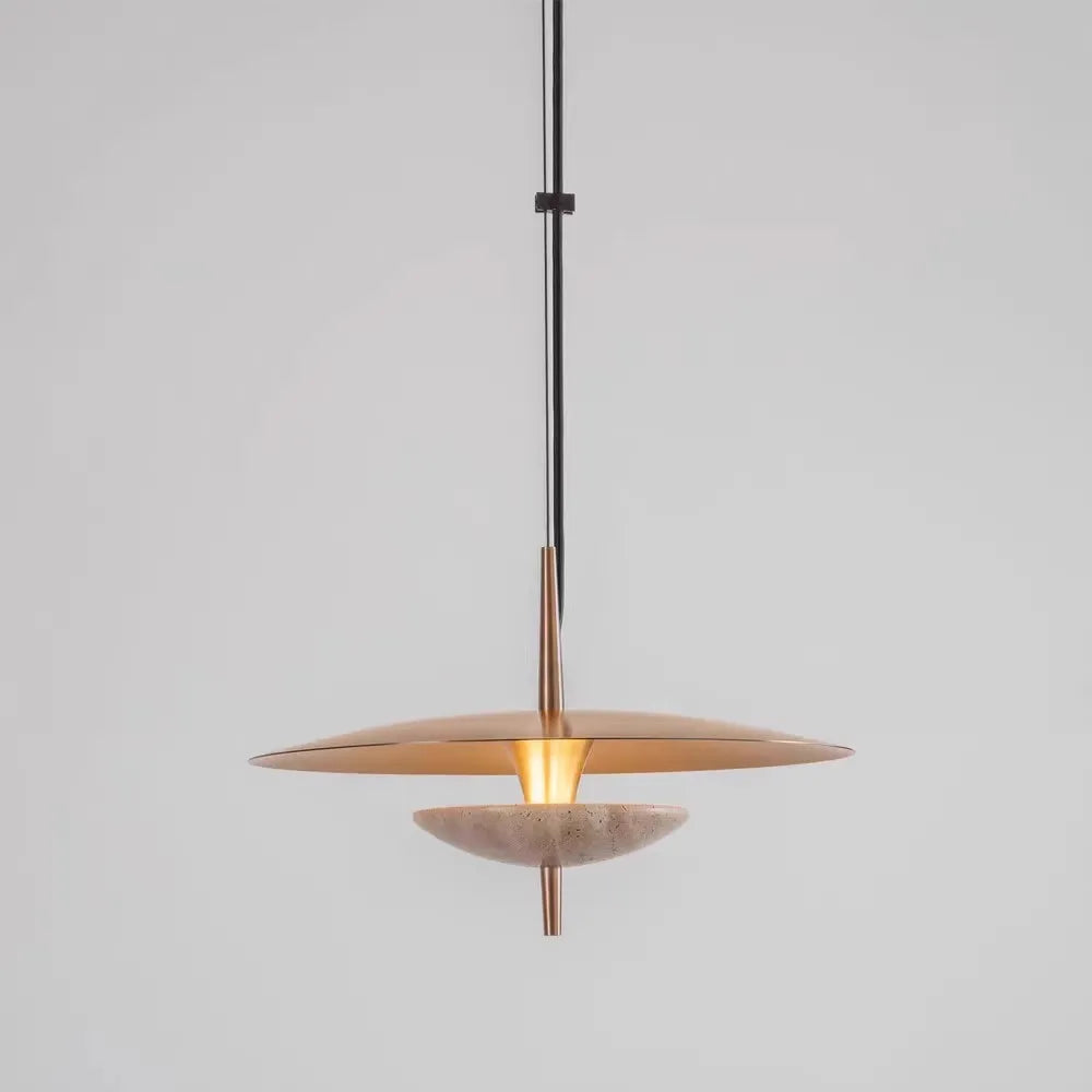 Minimalist Iron Pendant Light with Marble Detail