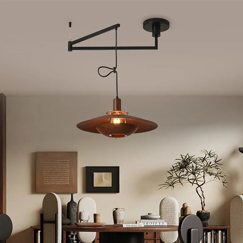 Retro Iron Pendant Light with Copper Shade