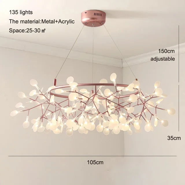 Nordic Modern Iron Chandelier Firefly Round Pendant