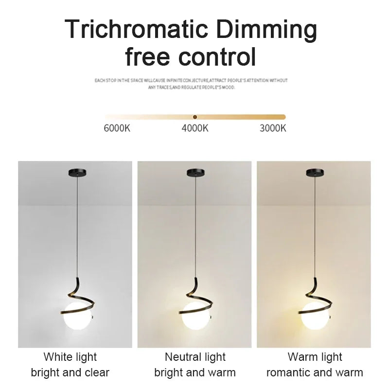 Lámpara colgante minimalista de hierro para dormitorio y sala de estar