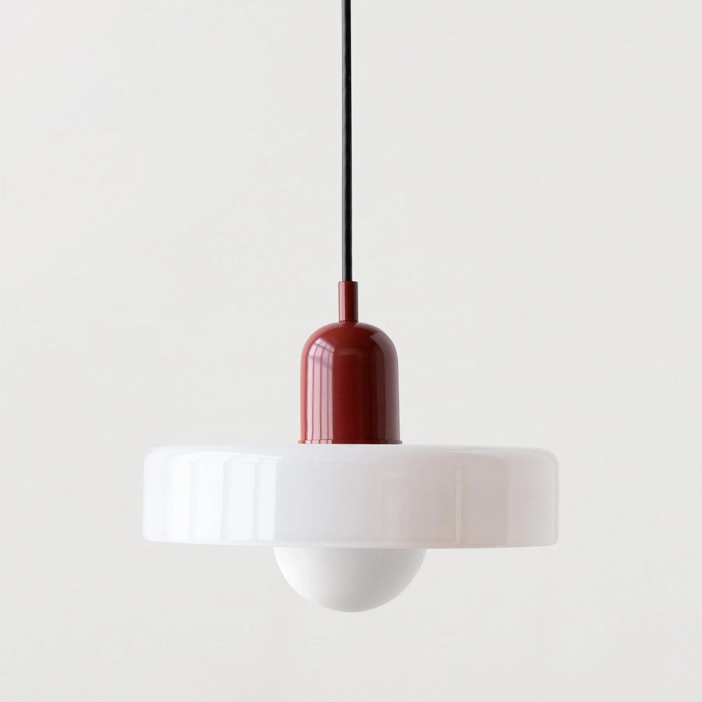 Nordic Glass Pendant Light with Colored Metal Shade