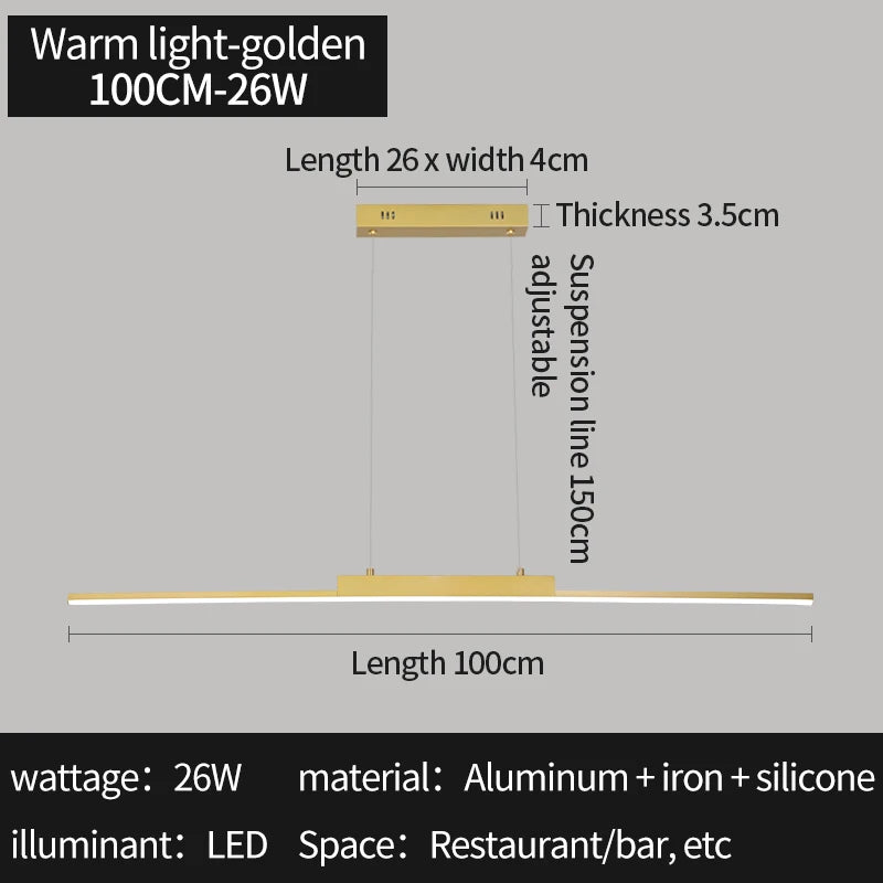 Minimalist Gold Iron Pendant Light for Dining Room