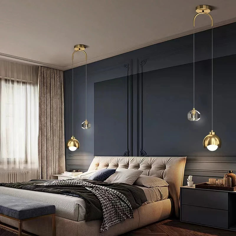 Lámpara Colgante Nórdica Minimalista de Cristal para Dormitorio