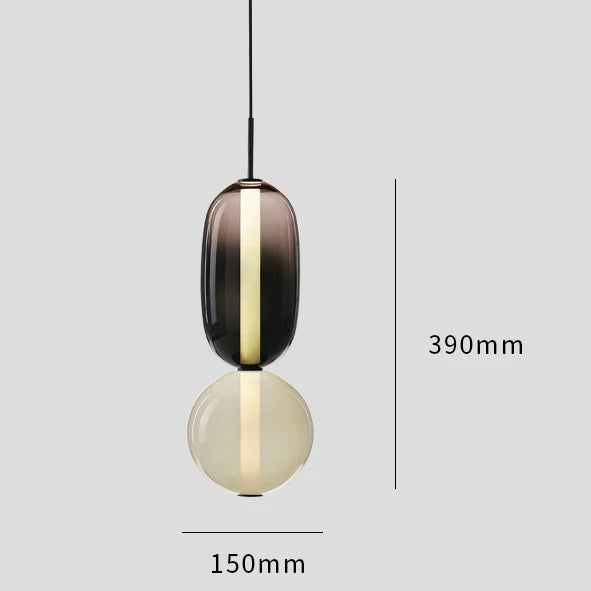 Designer Candy Glass Totem Pendant Light in Bold Colors for Dining Room