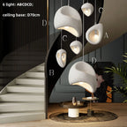 Wabi Sabi Organic Sculpted Pendant Light in White and Gray for Staircase