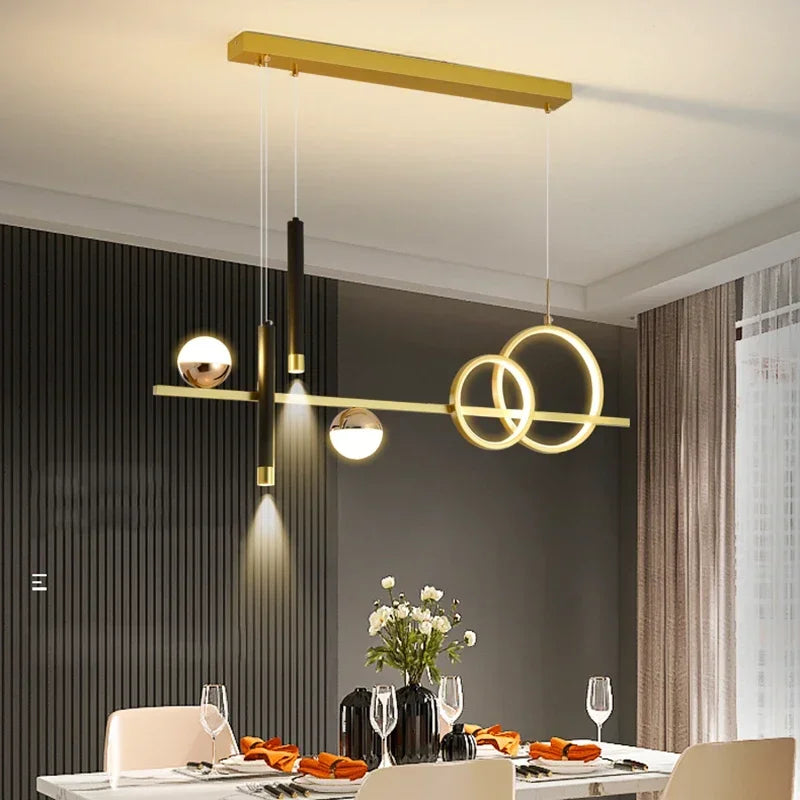 Minimalist Iron Pendant Light with Brass Accents