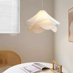 Art Deco Sheer Petal Fabric Pendant Light in White for Living Room