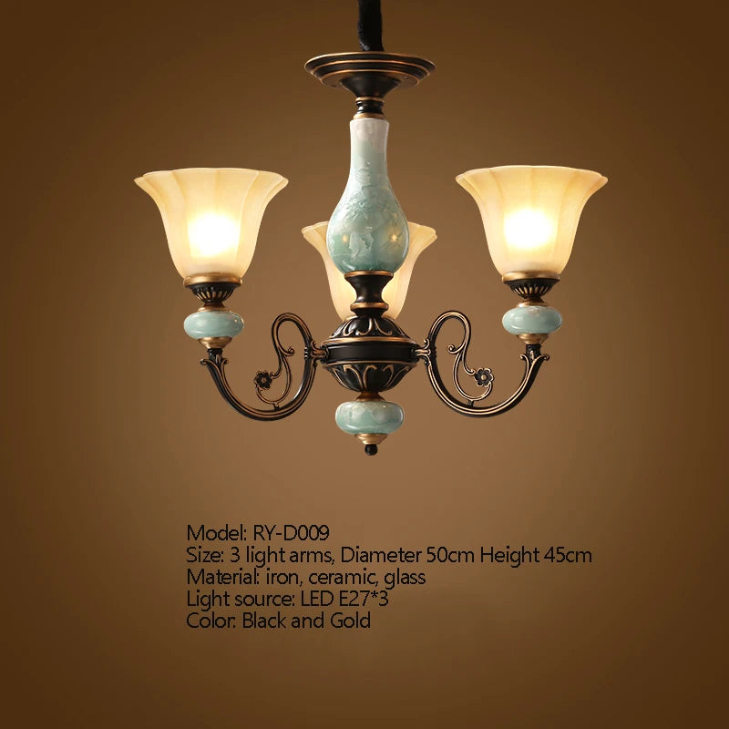 Iron Ceramic Glass Chandelier - Dining Room Lighting