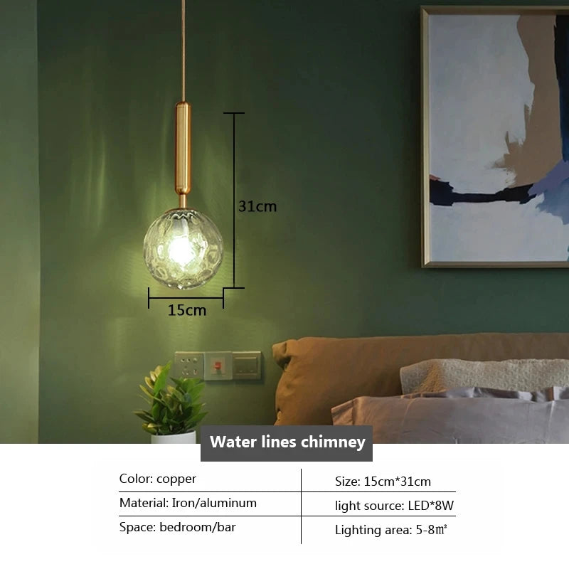 Nordic Brass Glass Pendant Light for Dining Room