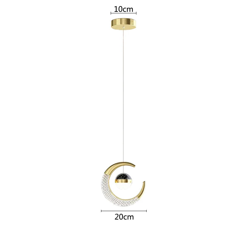 Nordic Iron Moon Star Pendant Light for Bedroom