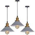 Retro Industrial Black Cone Pendant Light with Brass Fitting for Kitchen