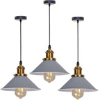 Retro Industrial Black Cone Pendant Light with Brass Fitting for Kitchen