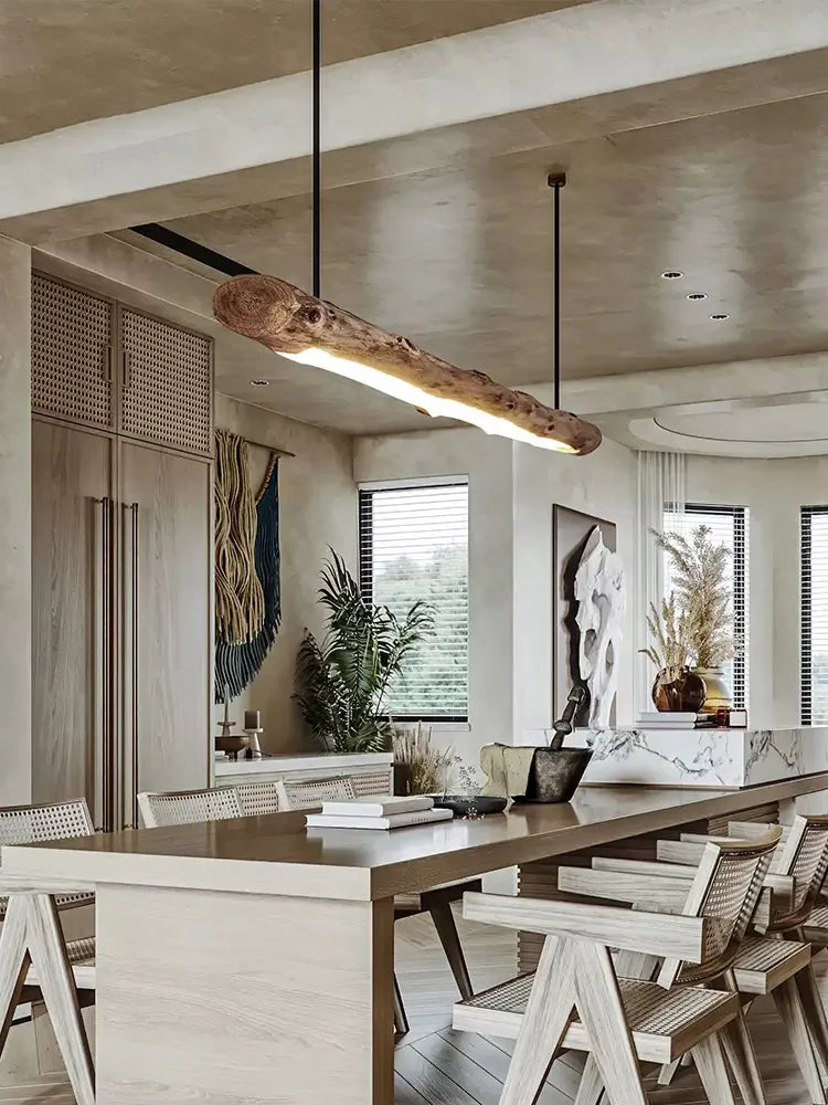 Lámpara colgante nórdica de madera para comedor