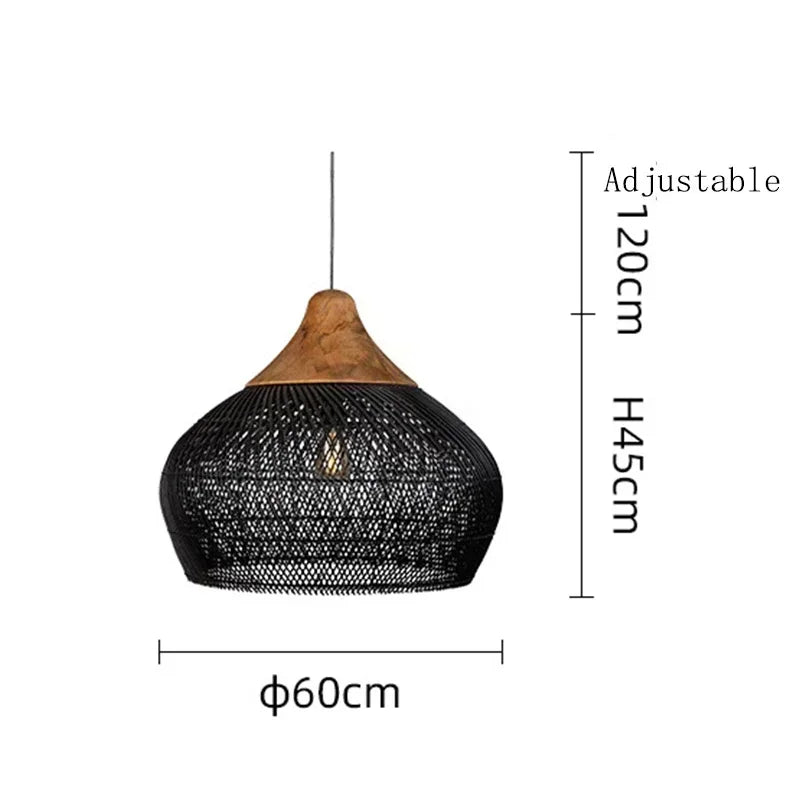 Handwoven Rattan Pendant Light - Bohemian Wabi Sabi