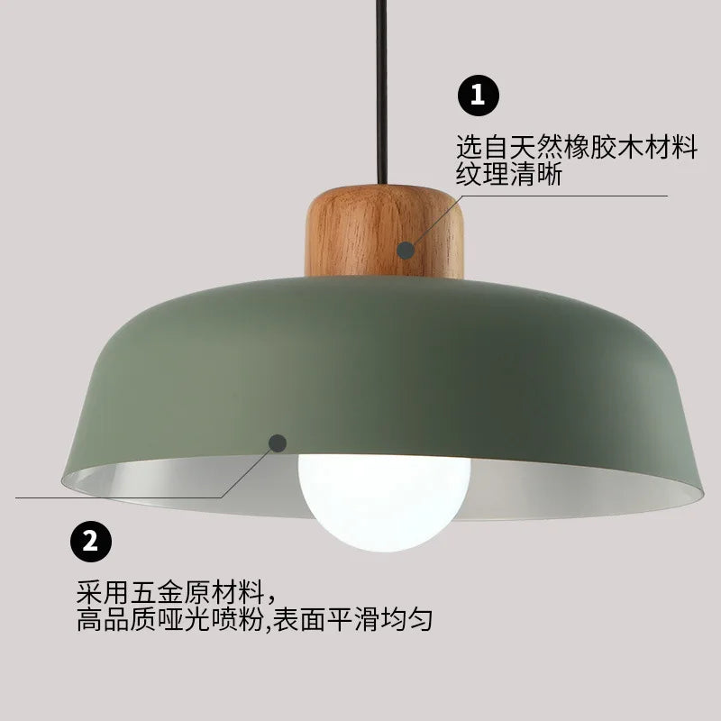 Nordic Wood Metal Pendant Light for Dining Room