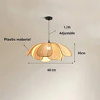 Retro Rural Hand-woven Natural Rattan Petal Chandelier Japanese-Southeast Asian Dining Room Bedroom Chandelier Artistic Atmosp