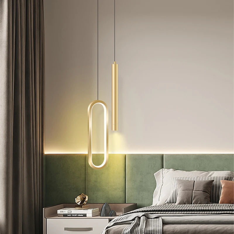 Lámpara colgante de hierro minimalista para dormitorio y comedor